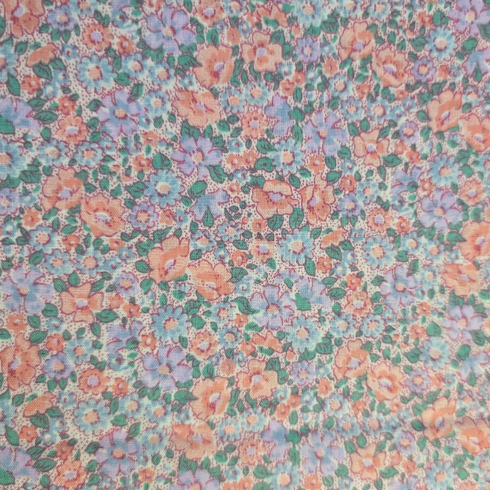 Floral Fabric Peach Lavender Blue Loose Weave 44in x 2/3yd
